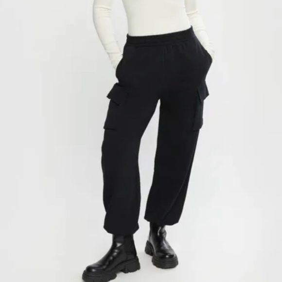 Oak + Fort oversized sweatpant cargo jogger black size medium - Picture 1 of 9